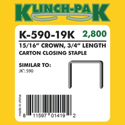 Klinch Pak - K-590-19  3/4 inch Staples - Case