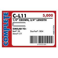 Complete C-L11 18 Gauge, 1/4" Narrow Crown Staples