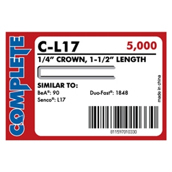 Complete C-L17 18 Gauge, 1/4" Narrow Crown Staples - 1 1/2 inch