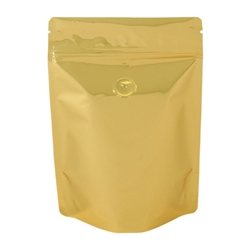 16oz (450g) Metallized Stand Up Pouch Zip Pouches – GOLD WITH VALVE