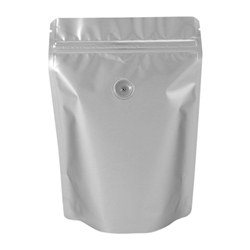 4lb (1.8kg) Metallized Stand Up Pouch Zip Pouches – SILVER WITH VALVE