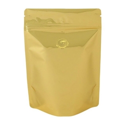 4oz (110g) Metallized Stand Up Pouch Zip Pouches – SATIN GOLD WITH VALVE